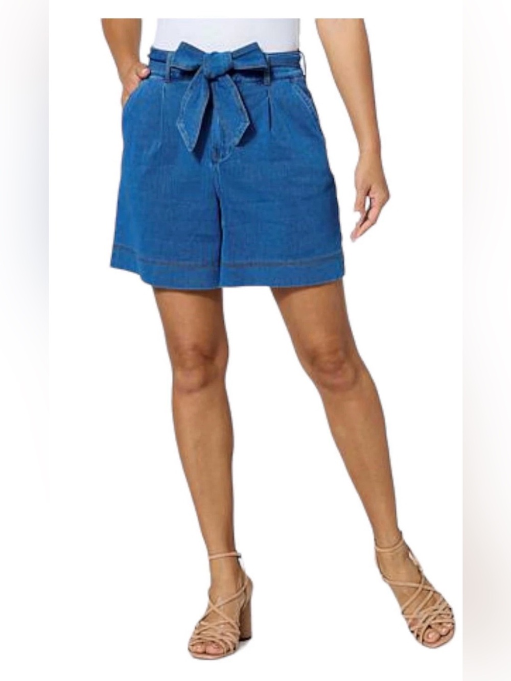 DG2 by Diane Gilman Blue Tie-Waist Denim Shorts size 2